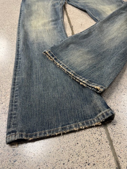 2023 Balenciaga ‘Bootcut Flared’ Dirt Wash Blue Denim