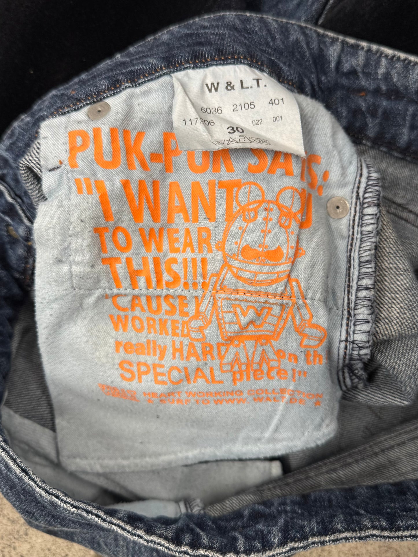 90s W< by Walter Van Beirendonck ‘Velour Strip’ Flared Denim