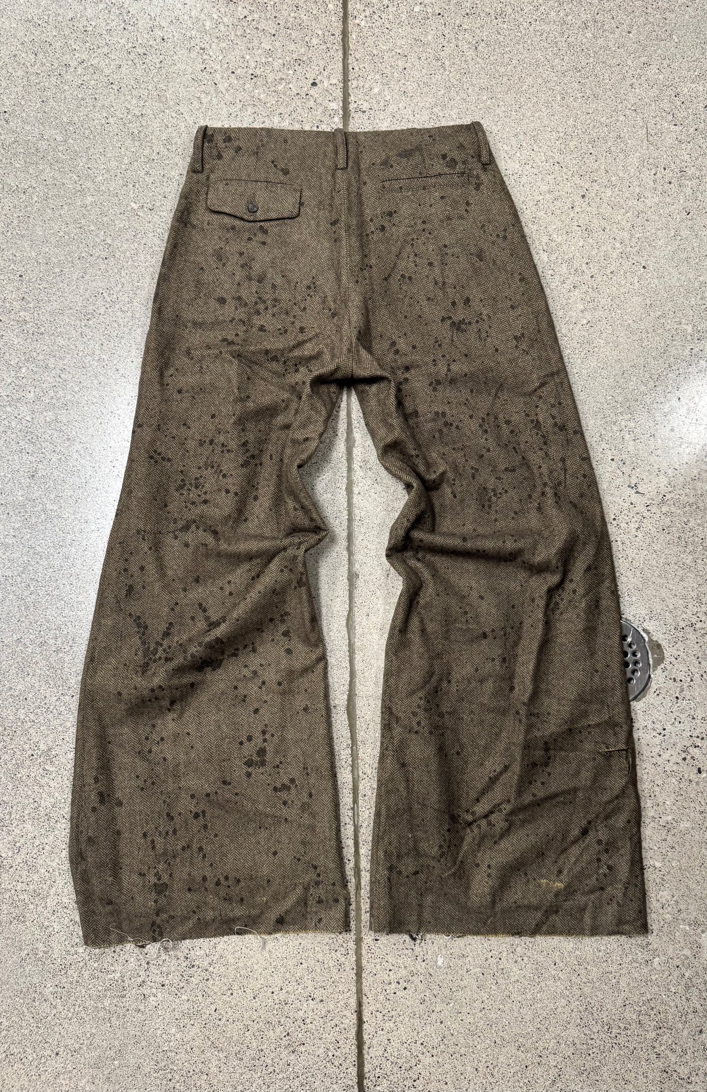 AW2024 Enfants Riches Deprimes ‘Oil Stained’ Wide Leg Wool Trousers