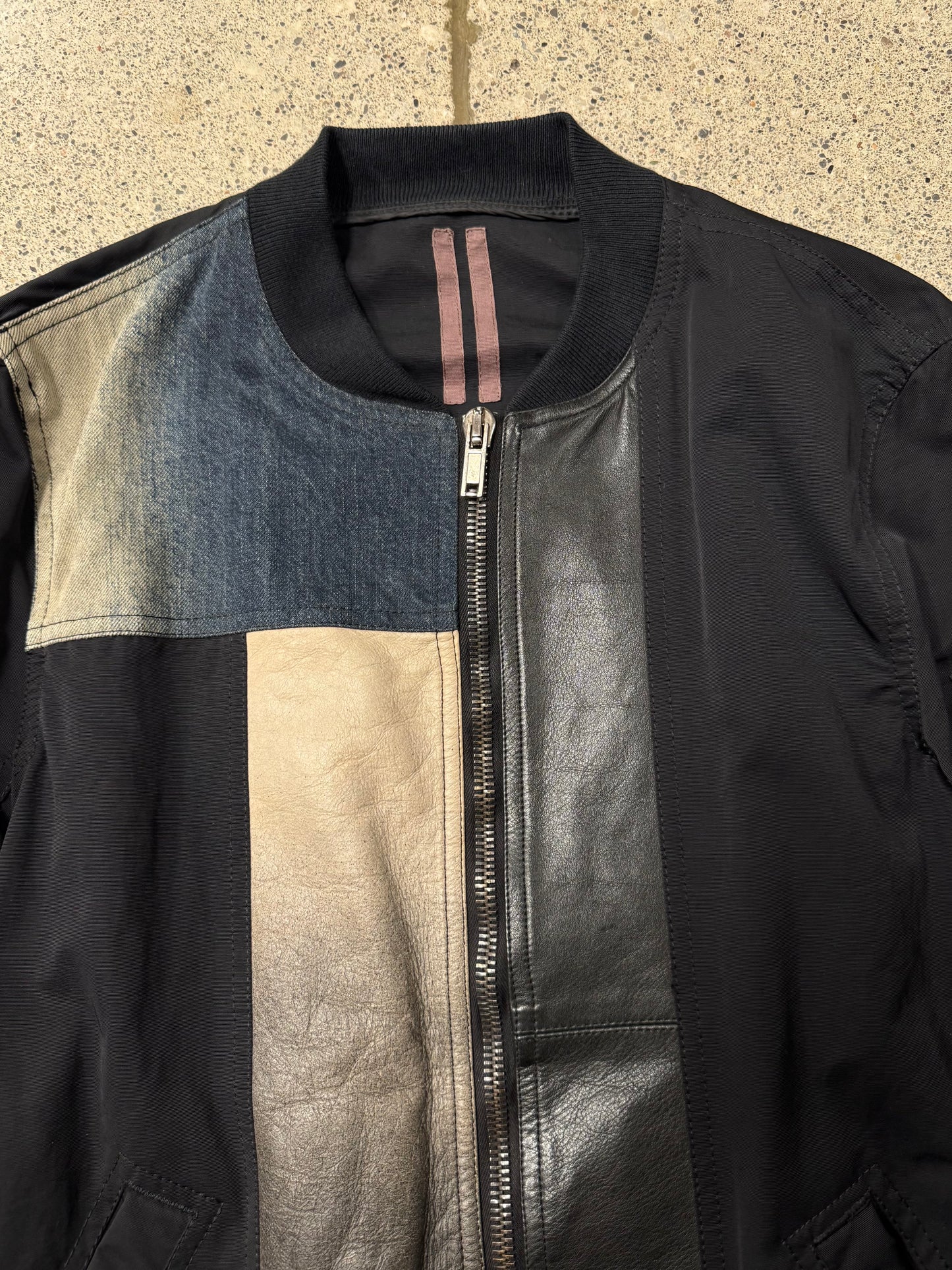 SS2011 Rick Owens ‘Anthem’ Patched Denim Flight Bomber Jacket