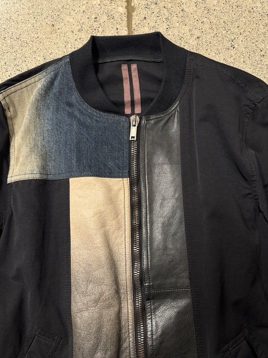 SS2011 Rick Owens ‘Anthem’ Patched Denim Flight Bomber Jacket