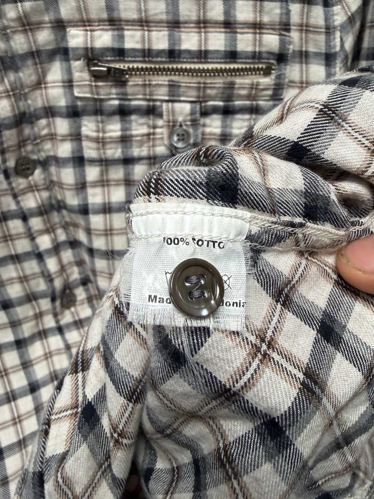 Veronique Branquinho Gingham Button Up Shirt with Corduroy Back Panel