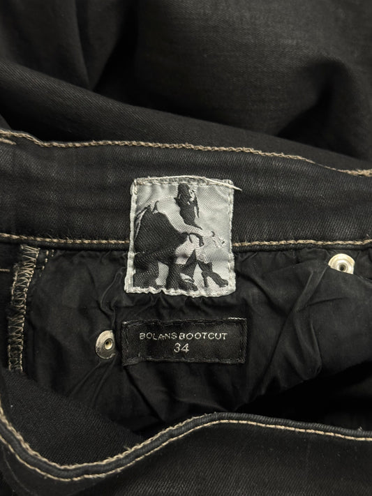 Rick Owens DRKSHDW ‘Bolans’ Bootcut Waxed Black Flared Denim