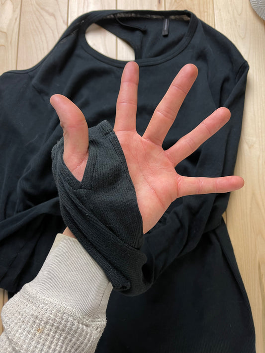 Helmut Lang Back Cutout Ribbed Black Longsleeve Shirt