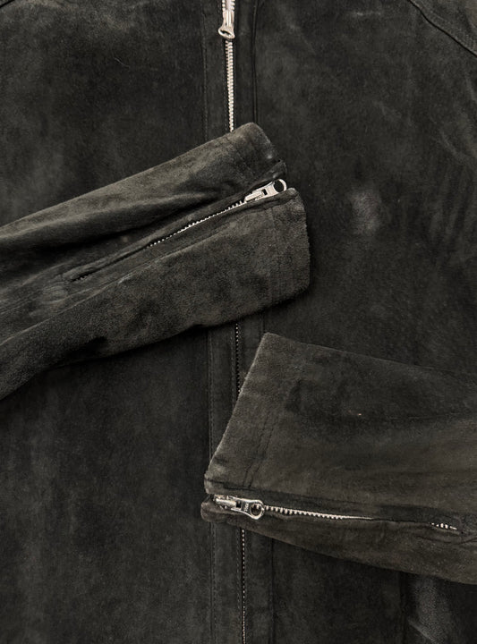 Vintage 90s Jean Paul Gaultier Black Suede Moto-Jacket