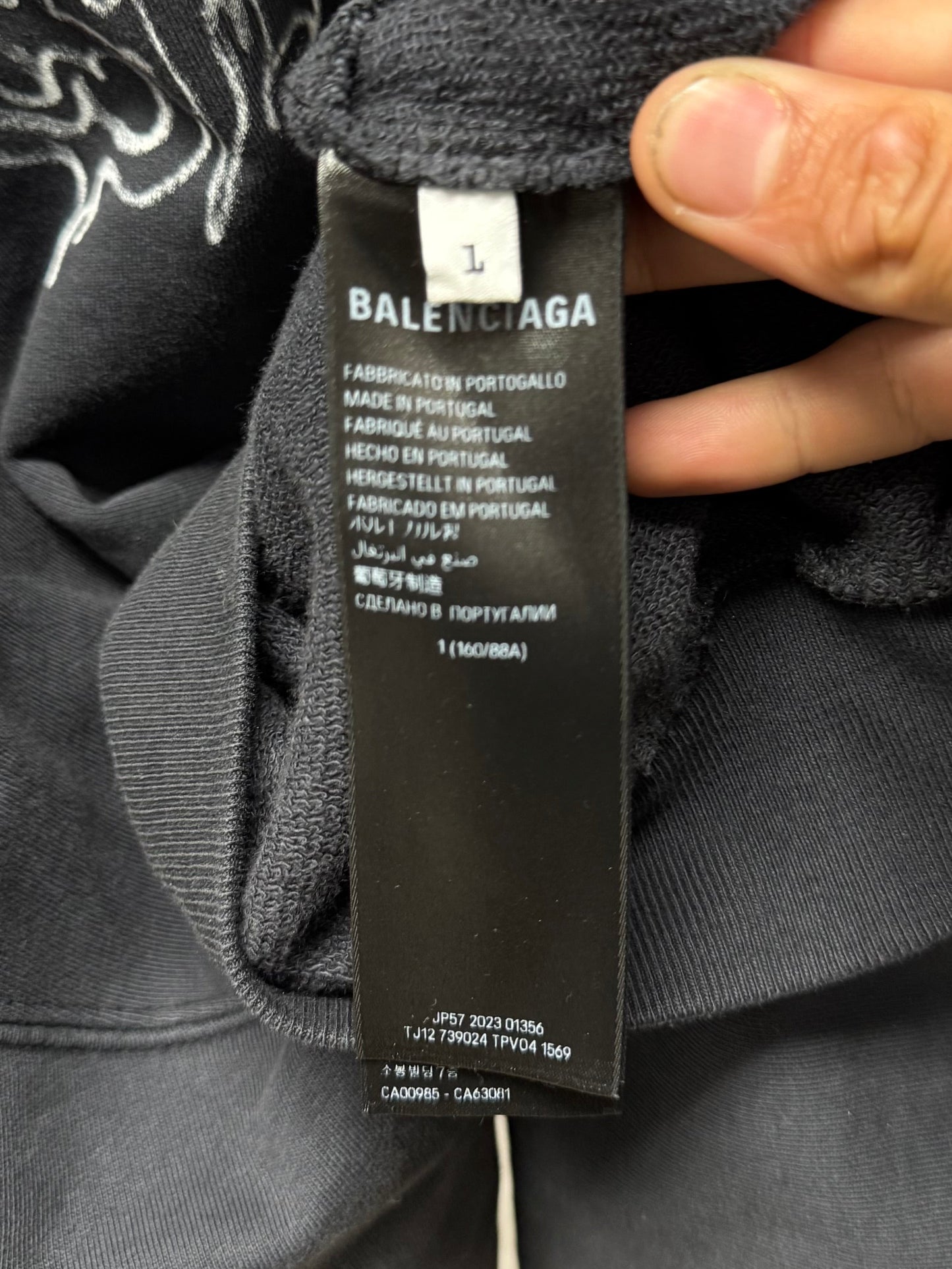 SS2024 Balenciaga ‘DIY Metal Logo’ Washed Black Pullover Hoodie