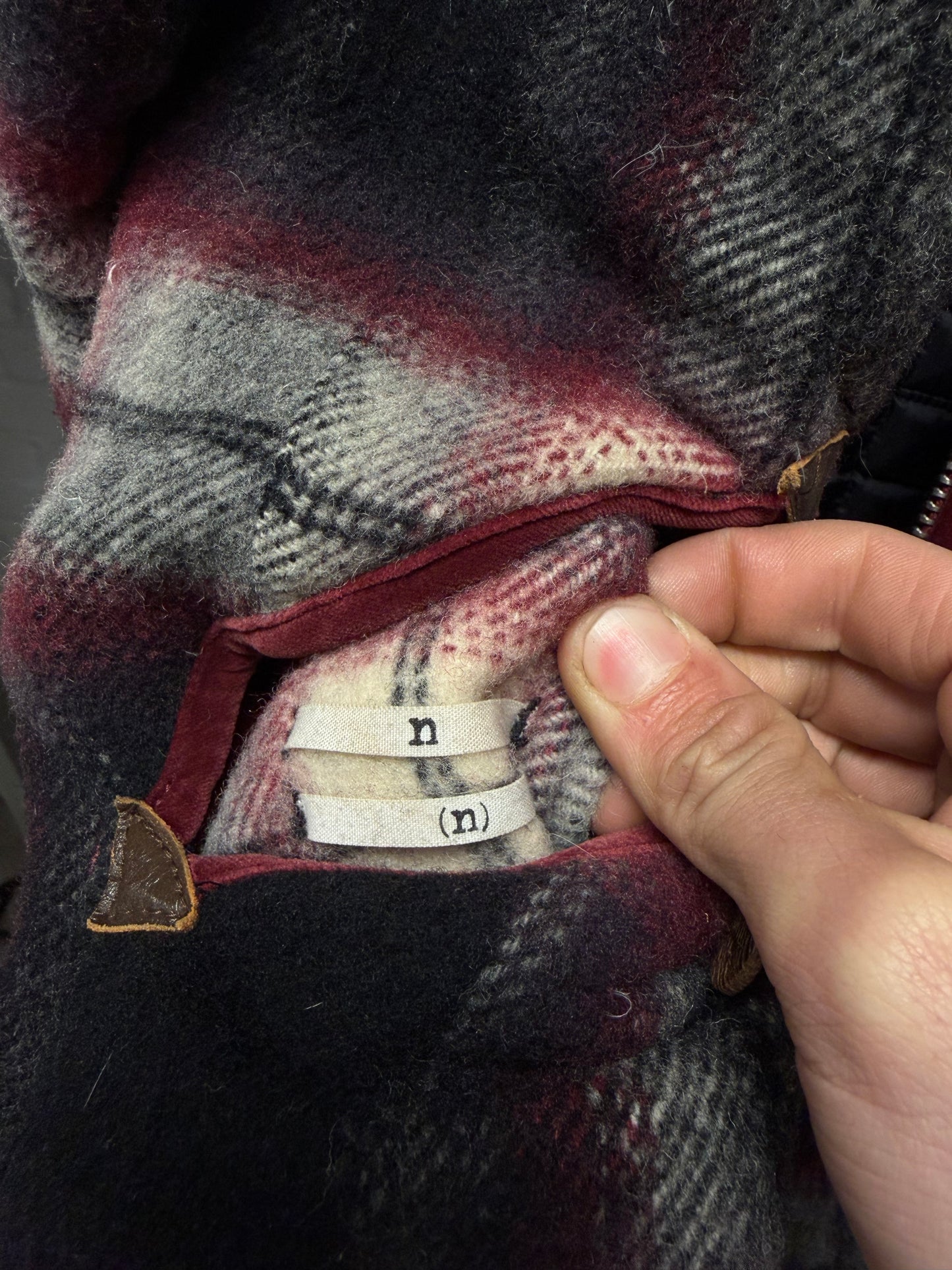 AW2009 Number (N)ine Reversible Wool/Quilted Liner Plaid Collared Jacket