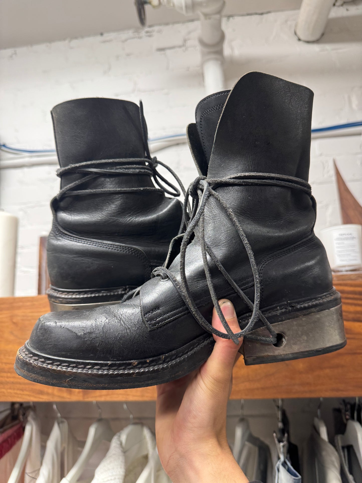 AW1996 ‘Dirk Bikkembergs ‘Metal Heel’ Wraparound Lace Leather Boots