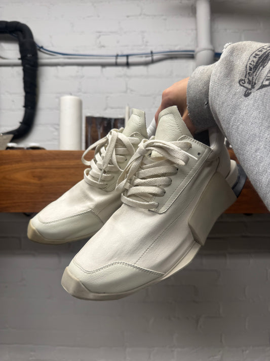 SS2021 Rick Owens ‘Phlegethon’ Milk White Leather Runners