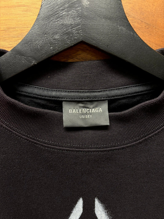SS2024 Balenciaga ‘D.I.Y. Metal Logo’ Distressed Black Graphic T-Shirt