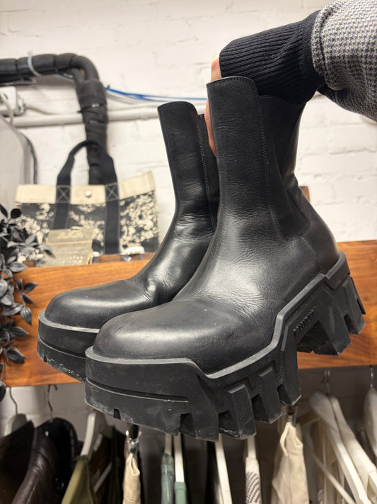 Balenciaga ‘Bulldozer’ Black Platform Sole Leather Combat Boots