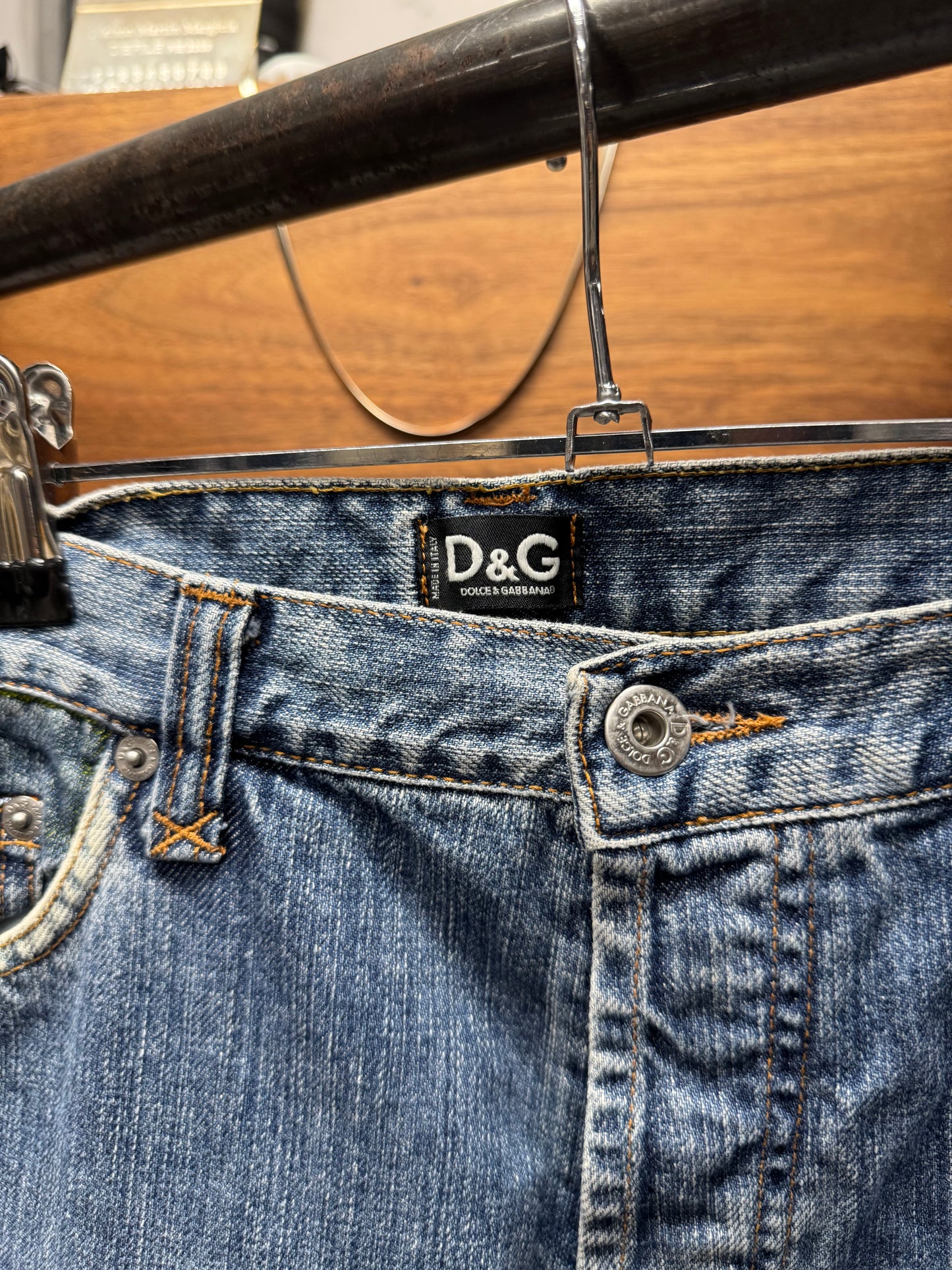 2000s Dolce & Gabbana ‘M’ Chenille Patch Bootcut Denim
