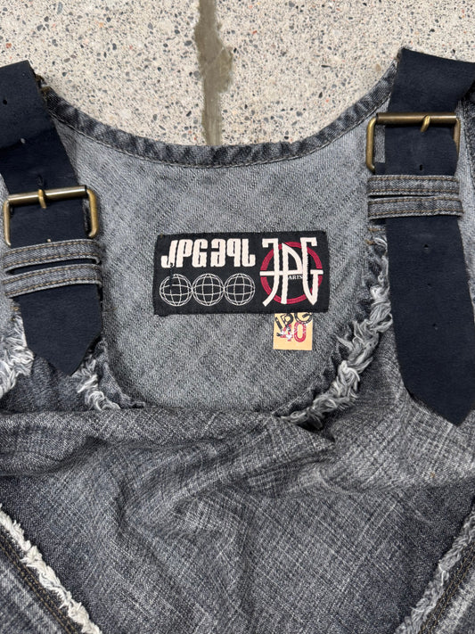 Vintage Jean Paul Gaultier ‘Fringed Raw Seam’ Spiral Cut Denim Dress