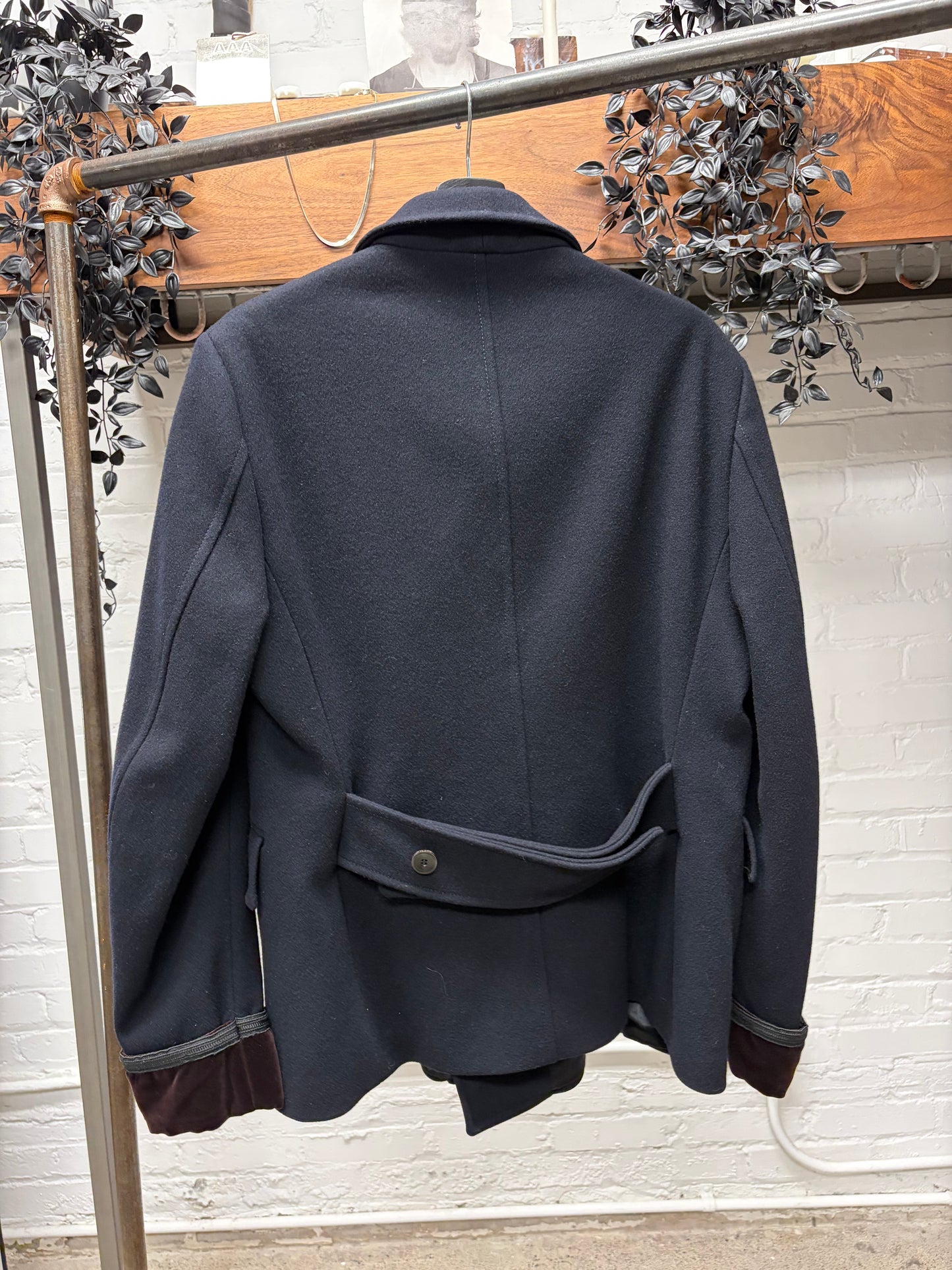 Vintage Gucci by Frida Giannini Double Breasted Wool Coat with Velvet Trim