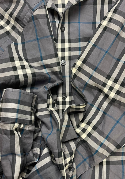 Burberry Nova Check Blue Plaid Button Down Shirt