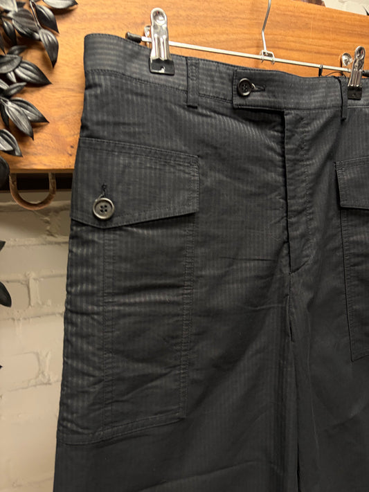 SS2008 Dior Homme Pinstripe Black Wide Leg Cargo Trouser Shorts