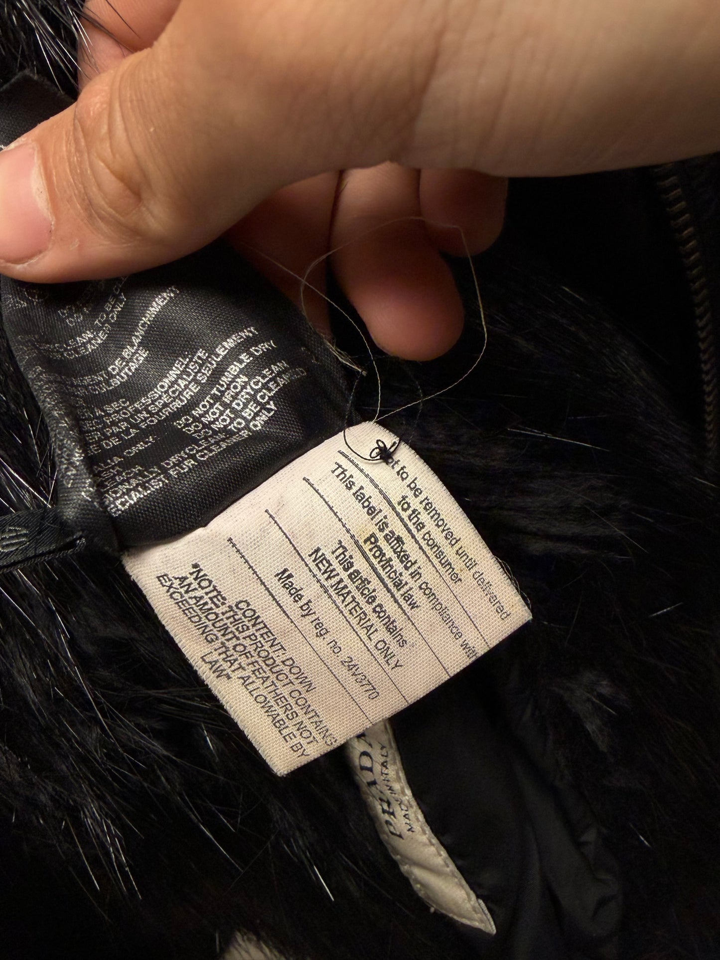 Prada Fox Fur/Black Nylon Hooded Down Jacket