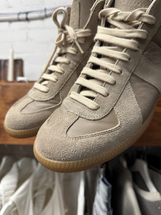 Maison Margiela ‘G.A.T.’ Light Brown Suede/Leather High Top Sneakers