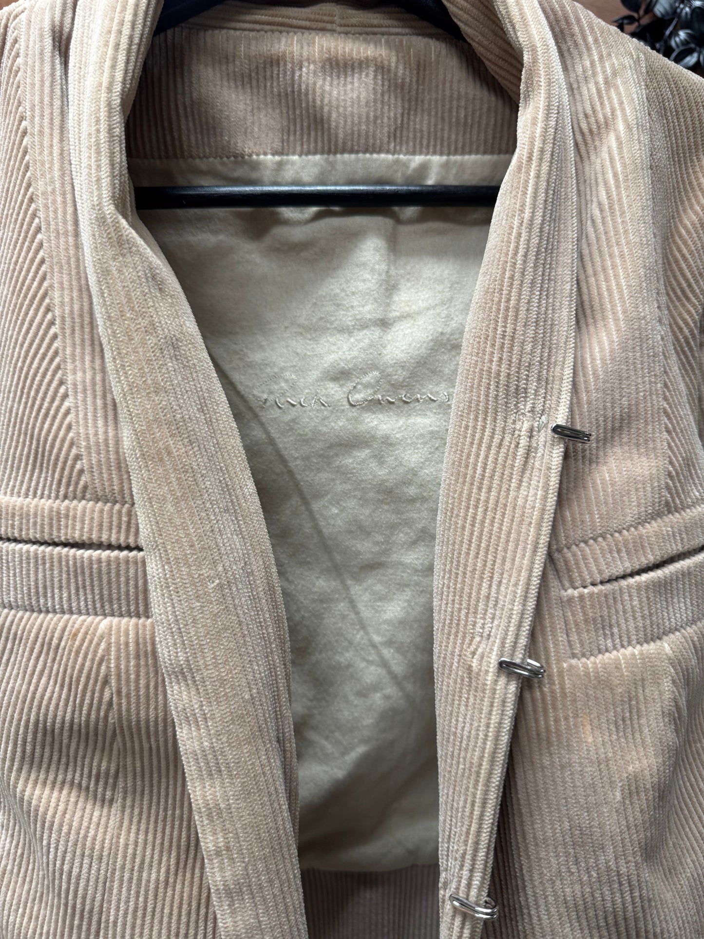 Rick Owens O&M Era ‘Hook n Eye Closure’ Corduroy Jacket