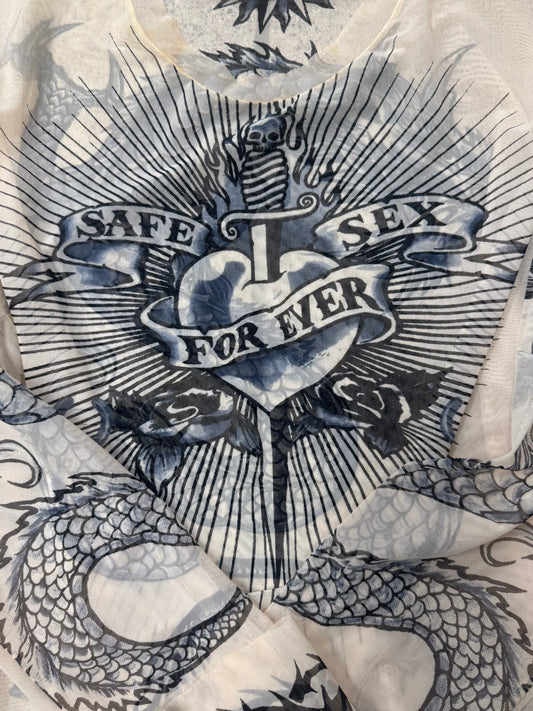 SS1996 Jean Paul Gaultier ‘Safe Sex Forever’ Mesh Long Sleeve Shirt