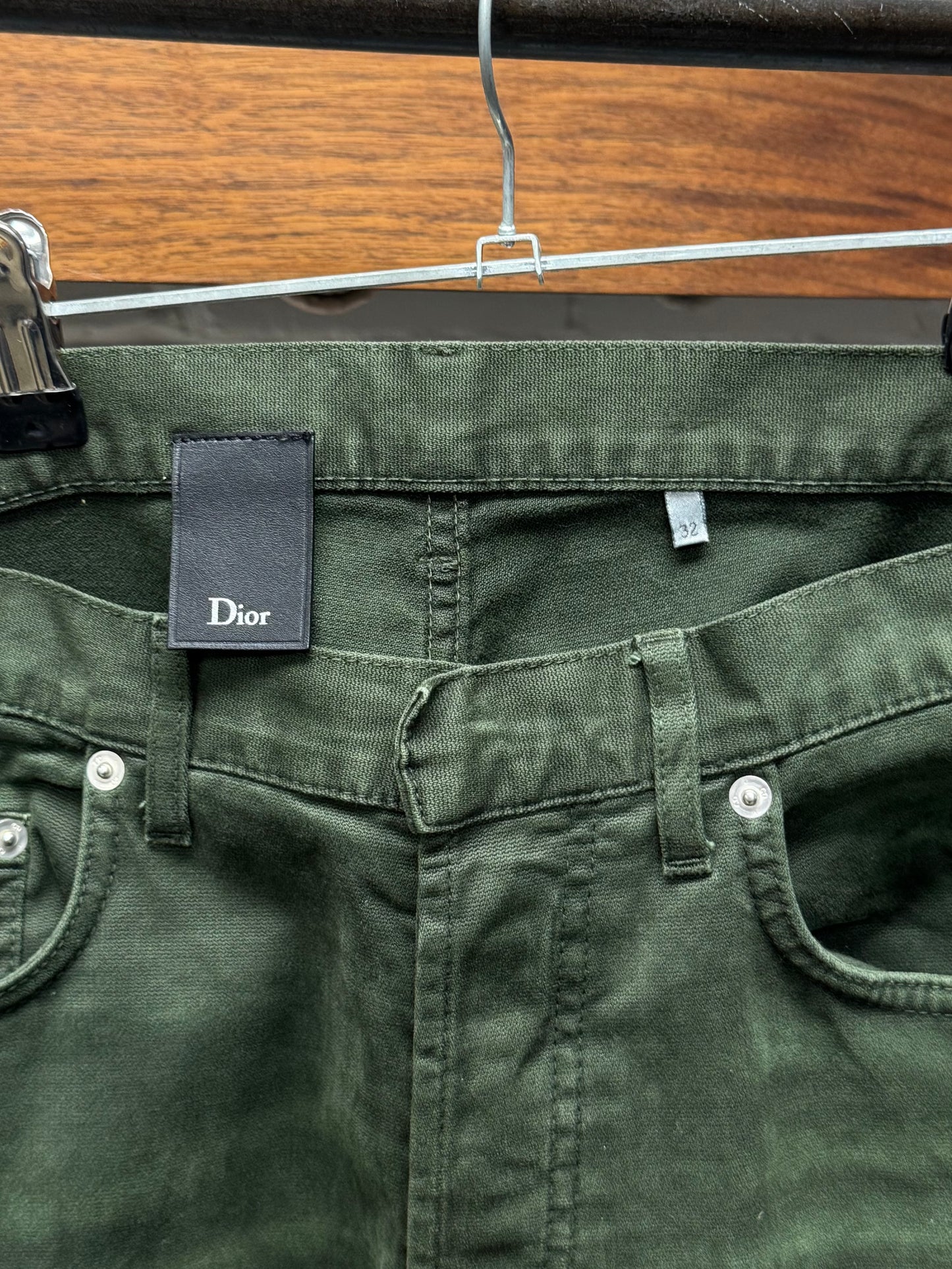 Dior Homme ‘Unaltered’ Murky Green Skinny Distressed Denim