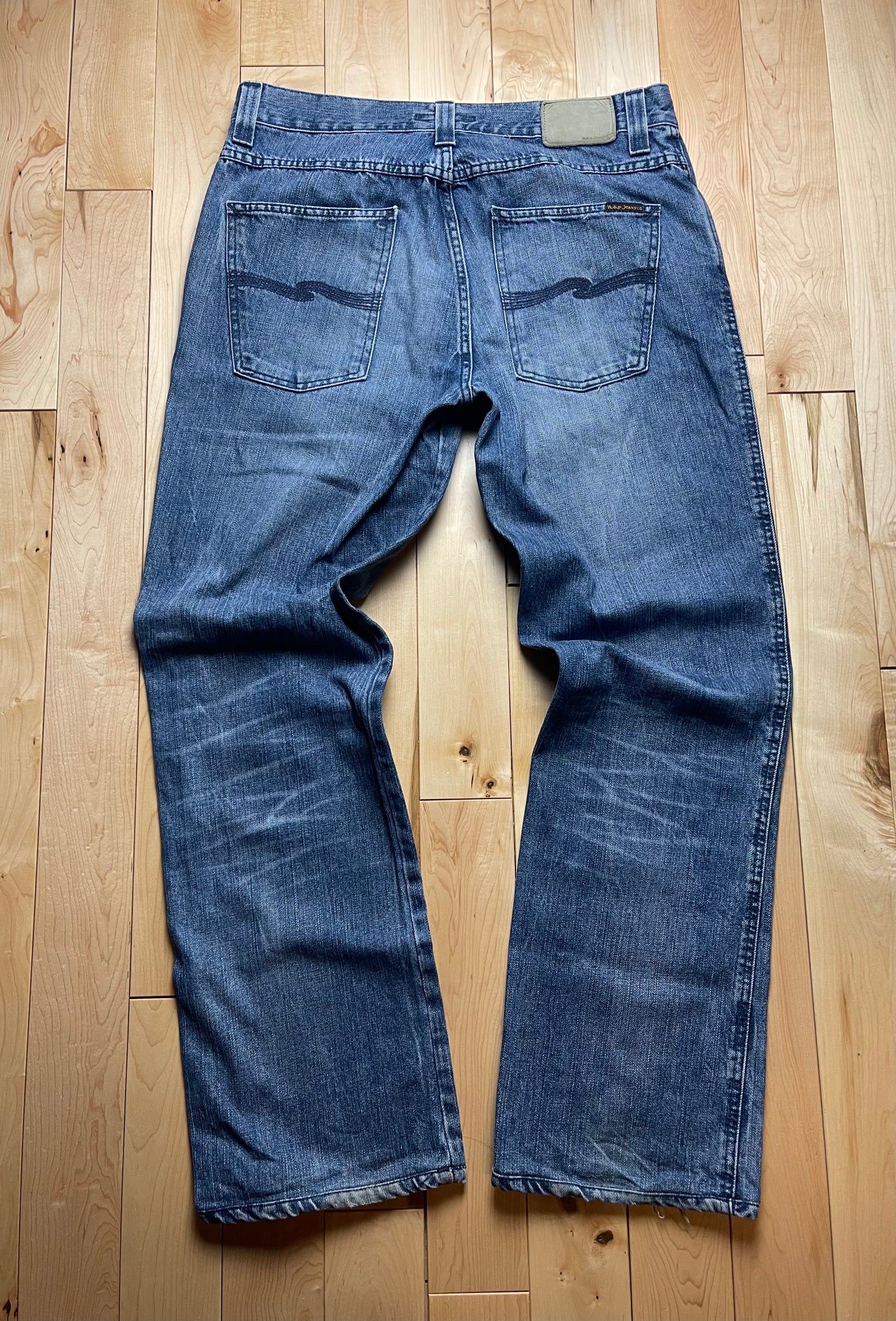 Nudie Jeans Organic Cotton Washed Blue Bootcut Denim