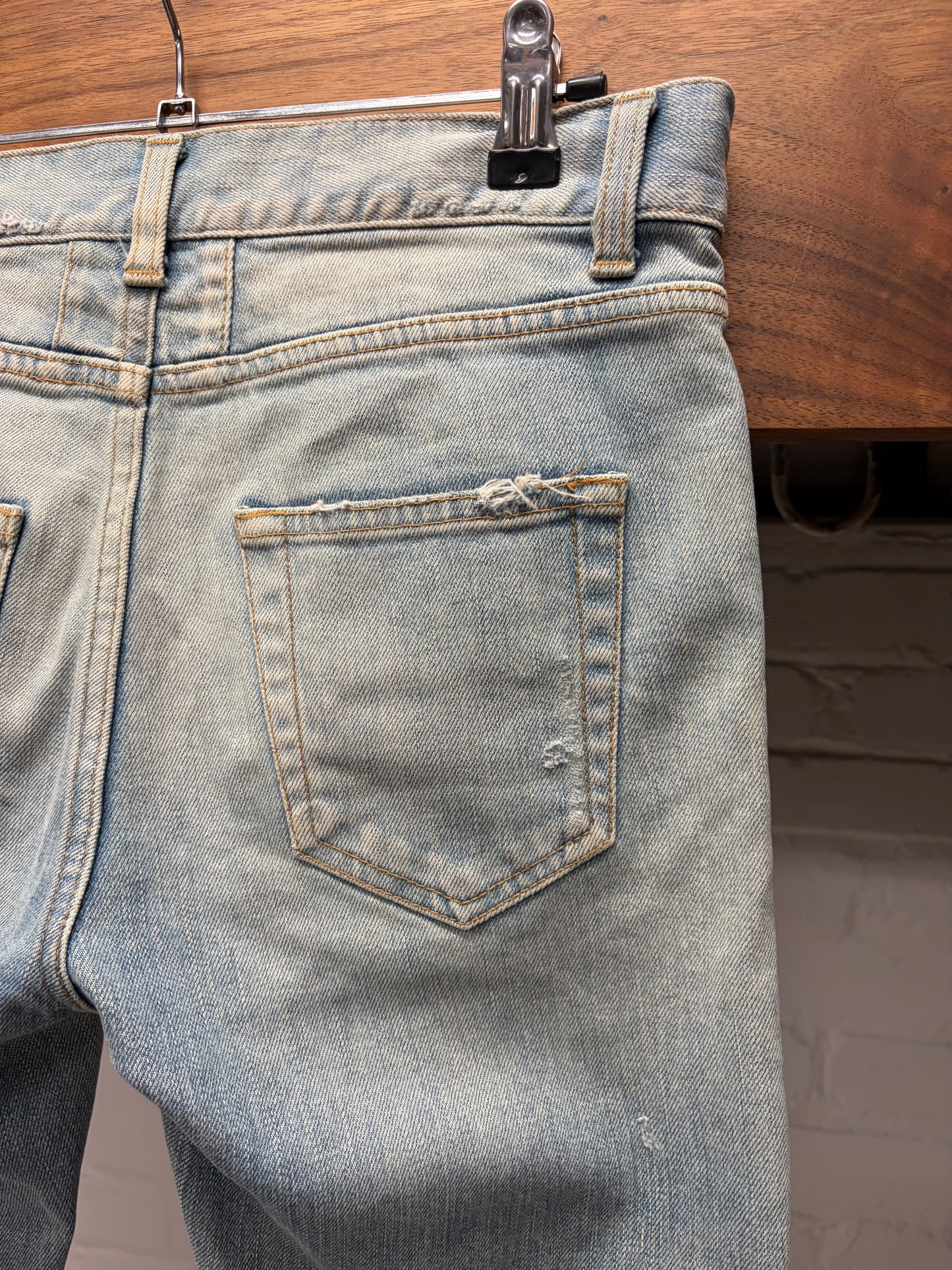 2016 Saint Laurent by Hedi Slimane ‘Black Chain’ Light Wash Distressed ‘D02’ Skinny Jeans