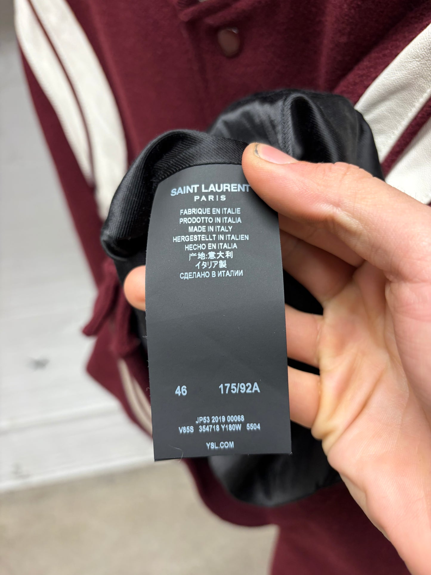 AW2019 Saint Laurent ‘Teddy’ Leather/Wool Bomber Jacket