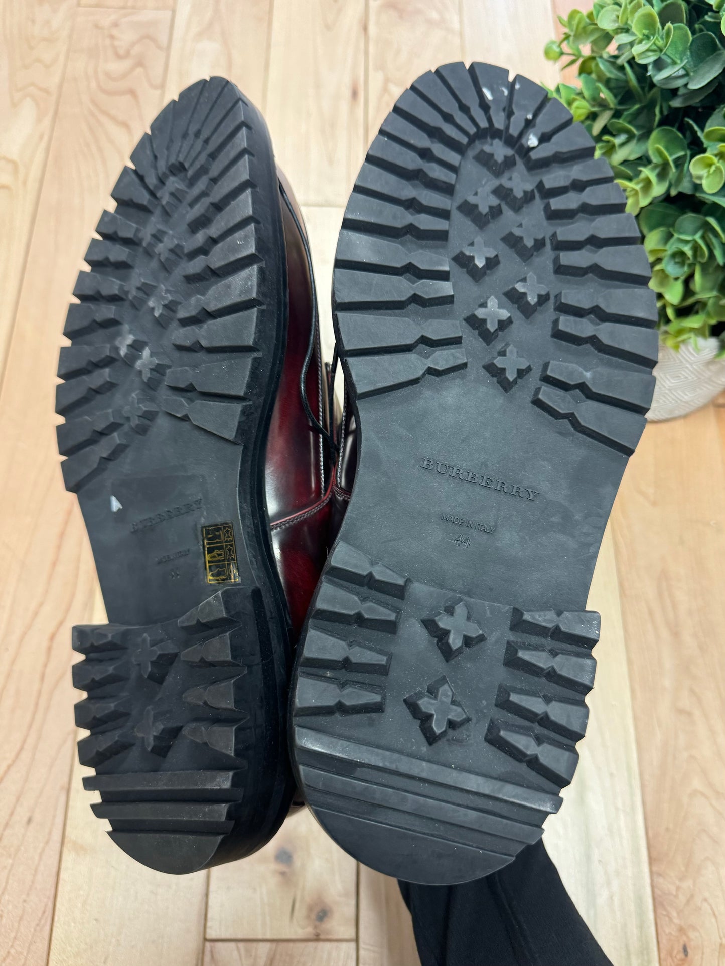 Burberry Burgundy Leather ‘Creeper’ Platform Loafers