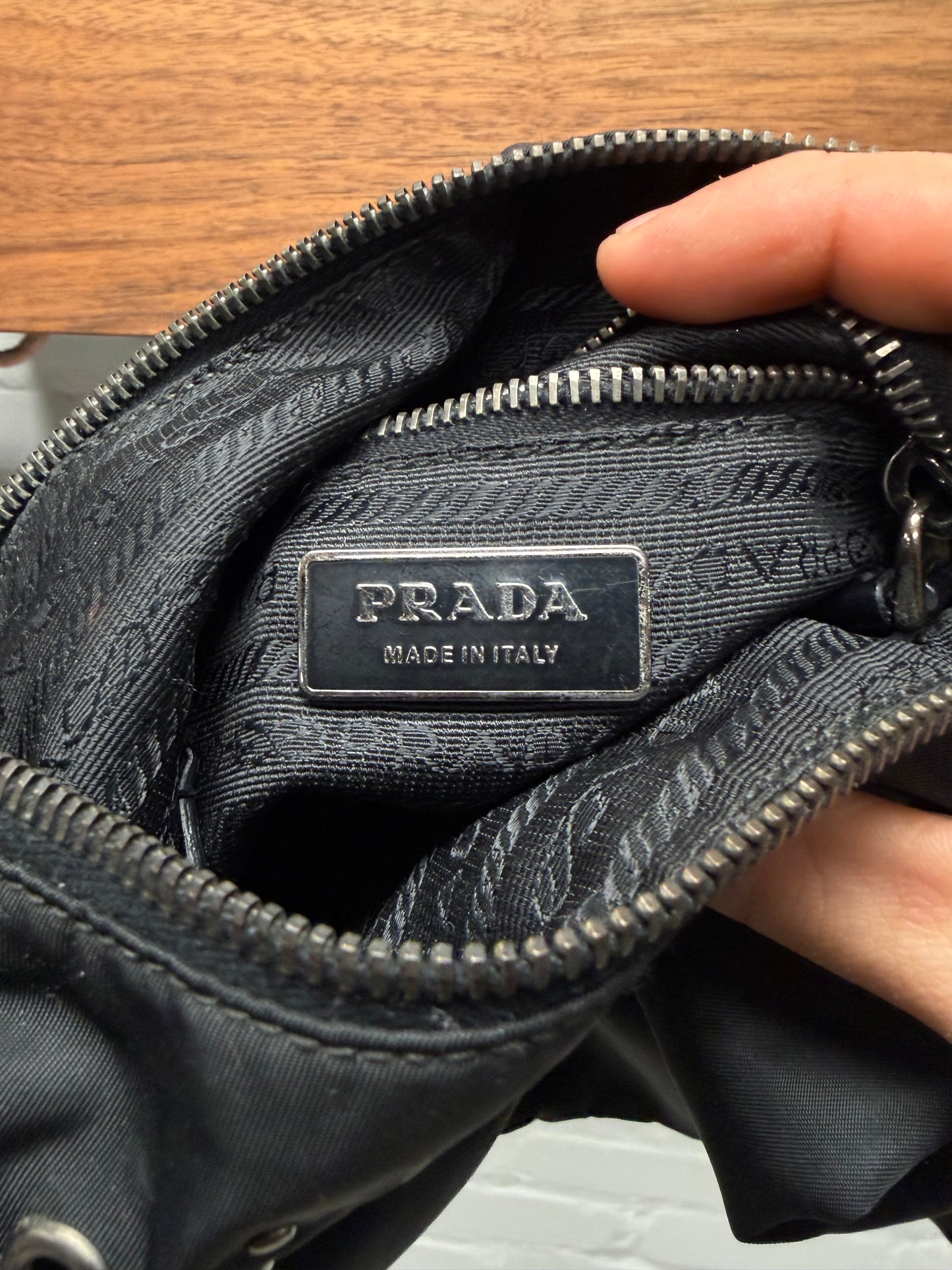 Prada Black Nylon Vela ‘Grommet Detail’ Hobo Shoulder Bag