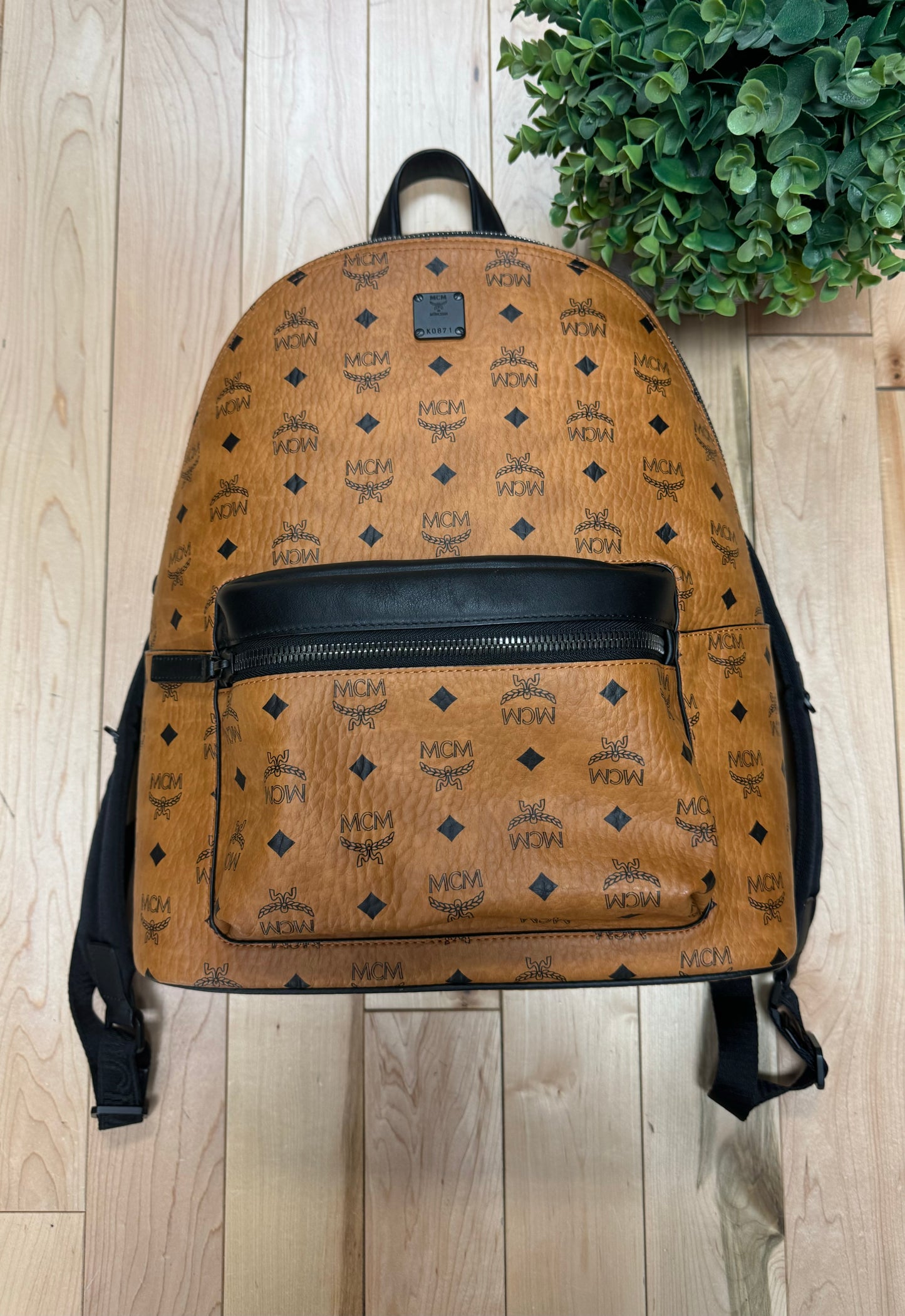 MCM Brown Monogram Leather Backpack