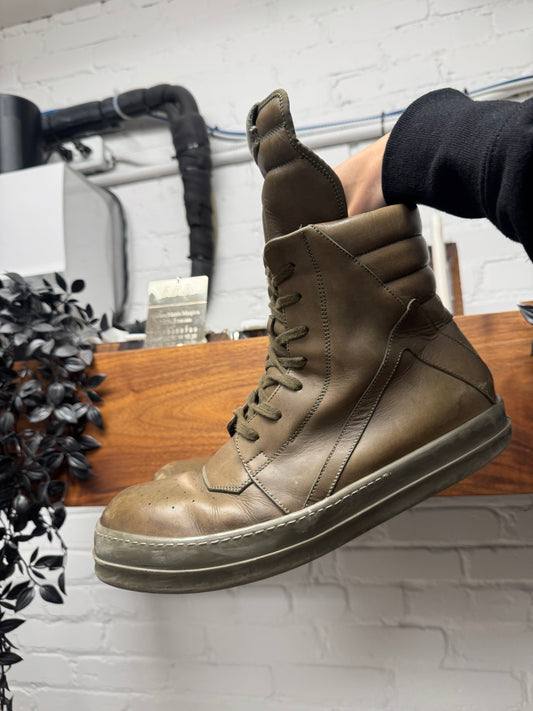 SS2016 Rick Owens ‘Cyclops’ Murky Brown Leather Geobaskets