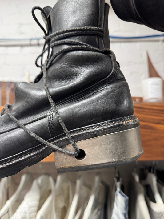 AW1996 ‘Dirk Bikkembergs ‘Metal Heel’ Wraparound Lace Leather Boots