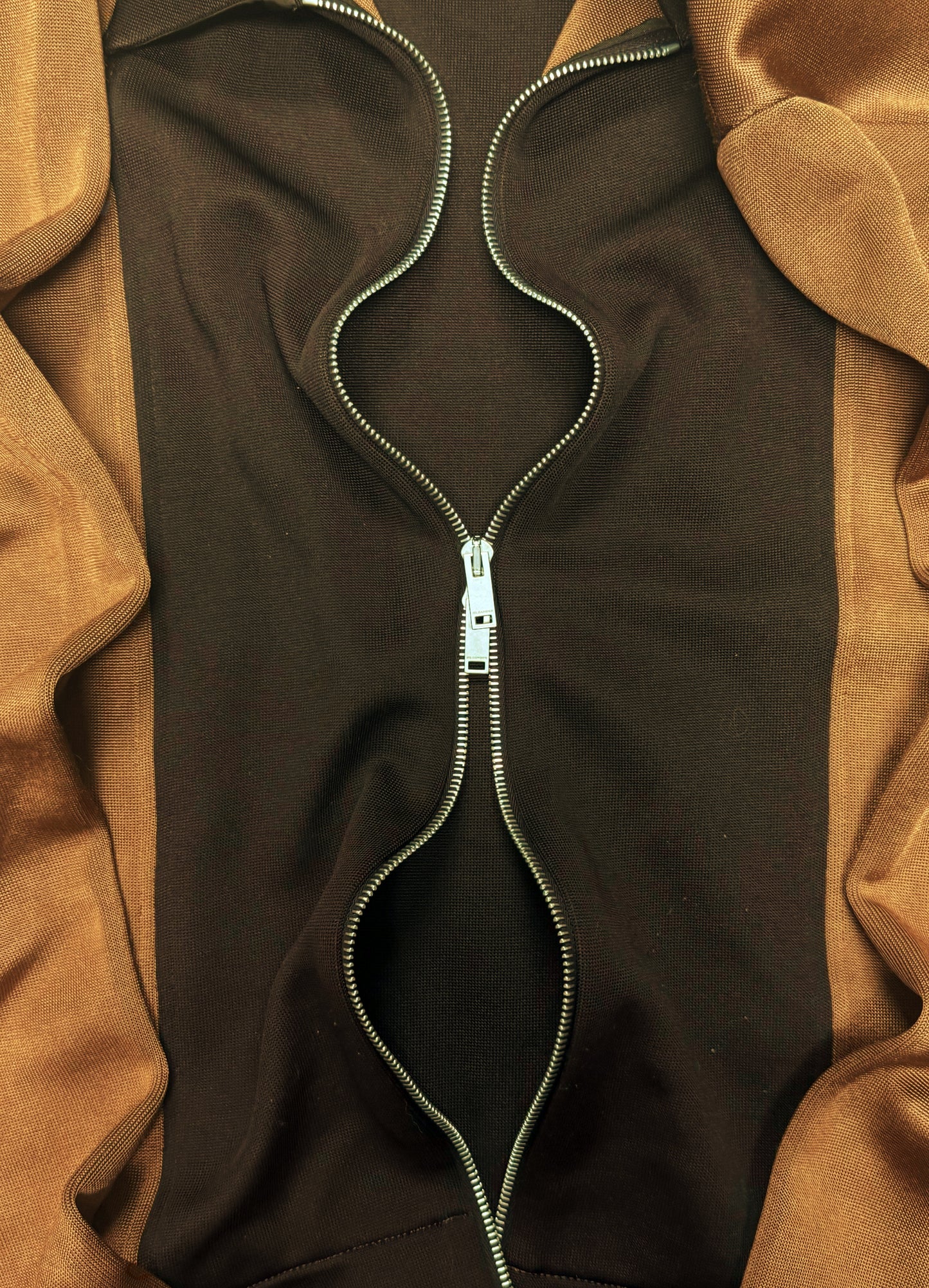 AW2023 Jil Sander Brown Two Tone Track Jacket