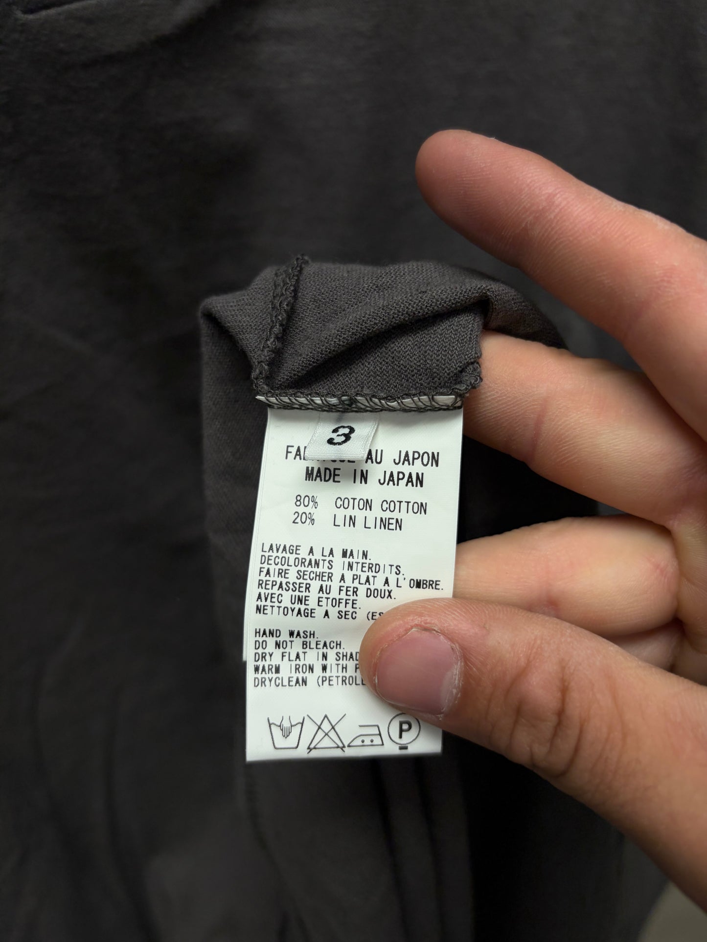 Yohji Yamamoto ‘Y’s For Men’ Brown Cotton Henley Long Sleeve Shirt
