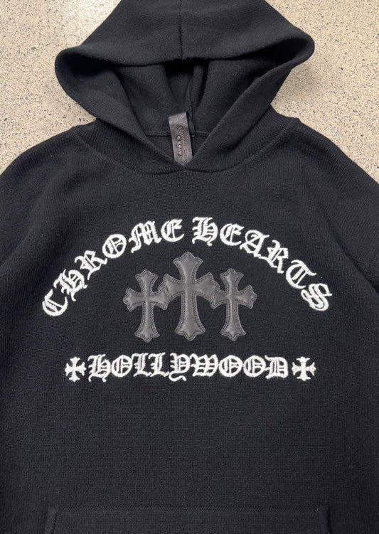 Chrome Hearts ‘King Taco’ Leather Cemetery Cross Patch Cashmere Hoodie