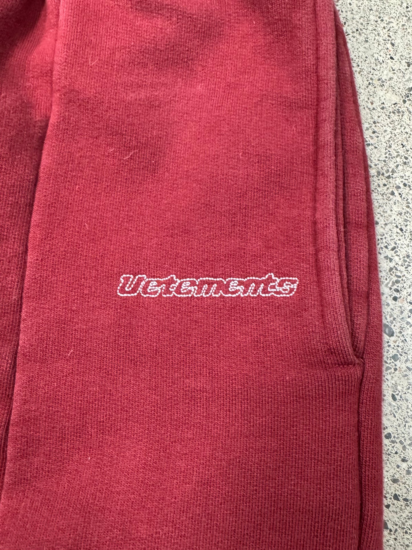 AW2017 Vetements Embroidered Logo Red Sweatpants