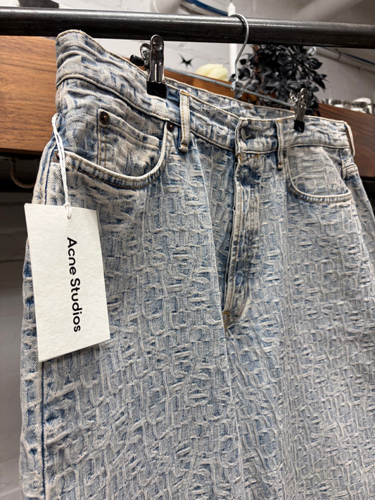 Acne Studios ‘Jacquard Woven’ Wide Leg Light Wash Denim