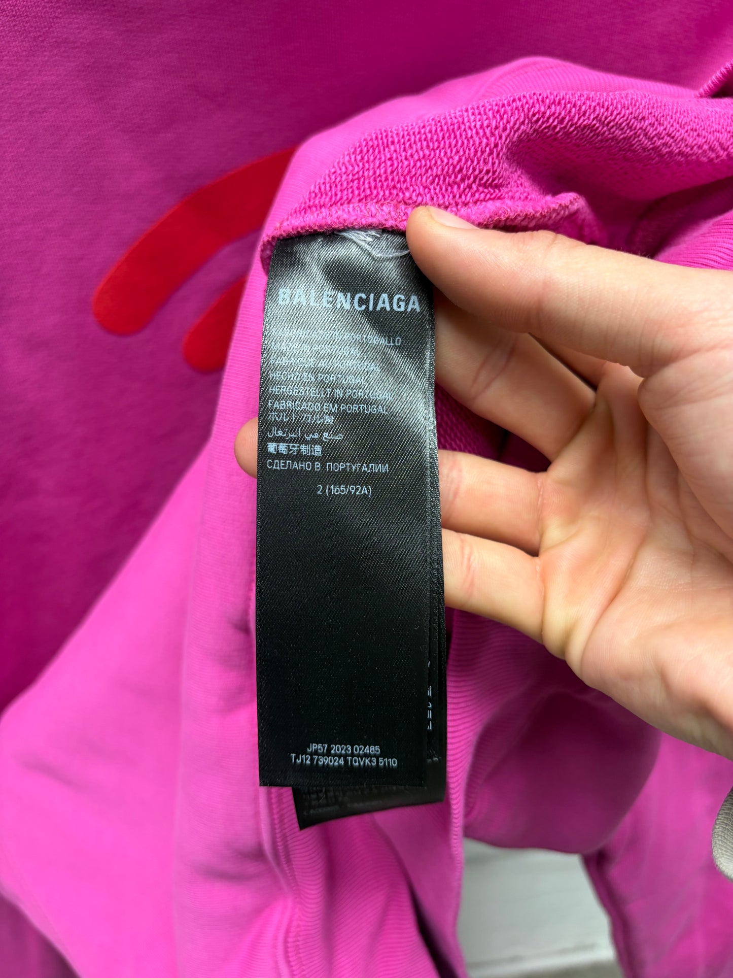 SS2024 Balenciaga ‘Wifi’ Pink Oversized Cotton Pullover Hoodie