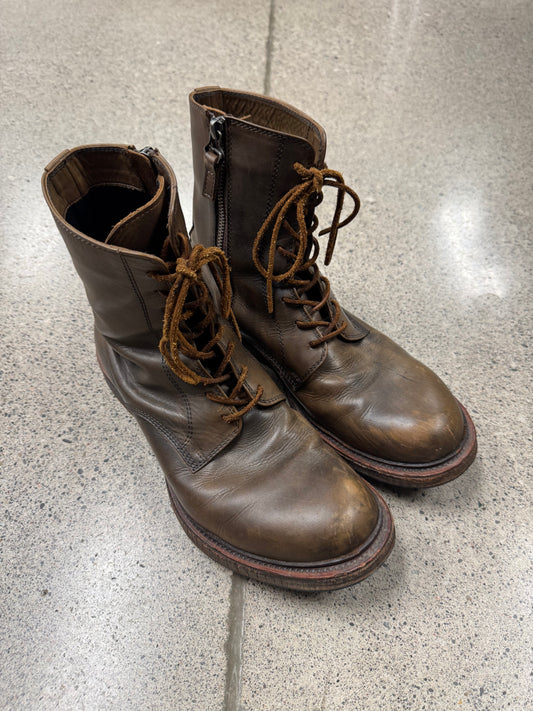 Mihara Yasuhiro Brown Calfskin Leather Combat Boots