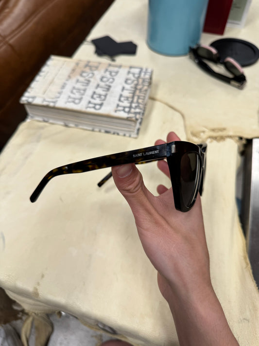 Saint Laurent ‘Kate’ Brown Tortoiseshell Cat Eye Sunglasses