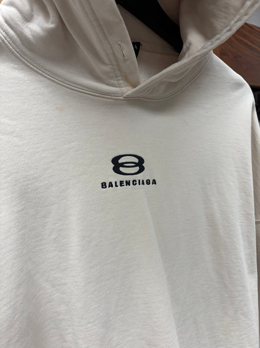 SS2022 Balenciaga ‘Unity Logo’ Cream White Pullover Hoodie