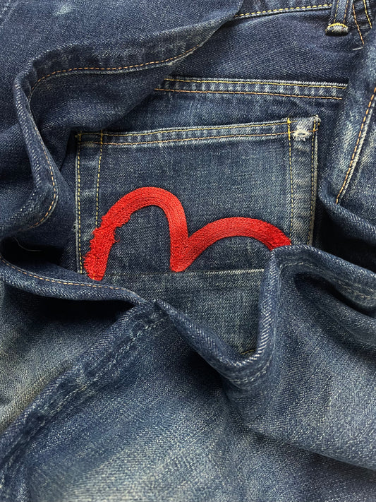 Evisu N02 Embroidered Gull Logo Denim