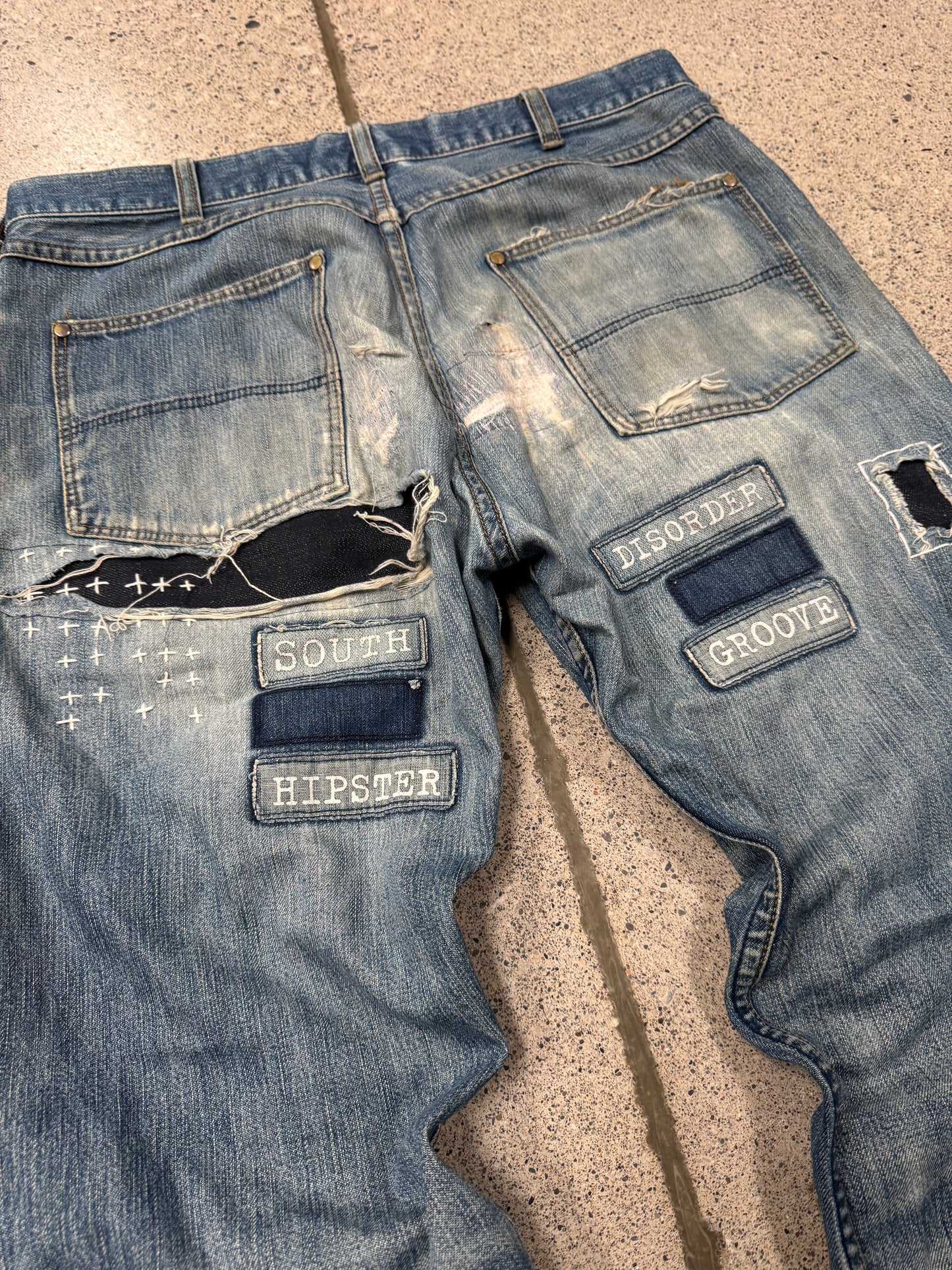 SS2002 Number (N)ine ‘Modern Age’ Distressed Blue Patchwork Denim