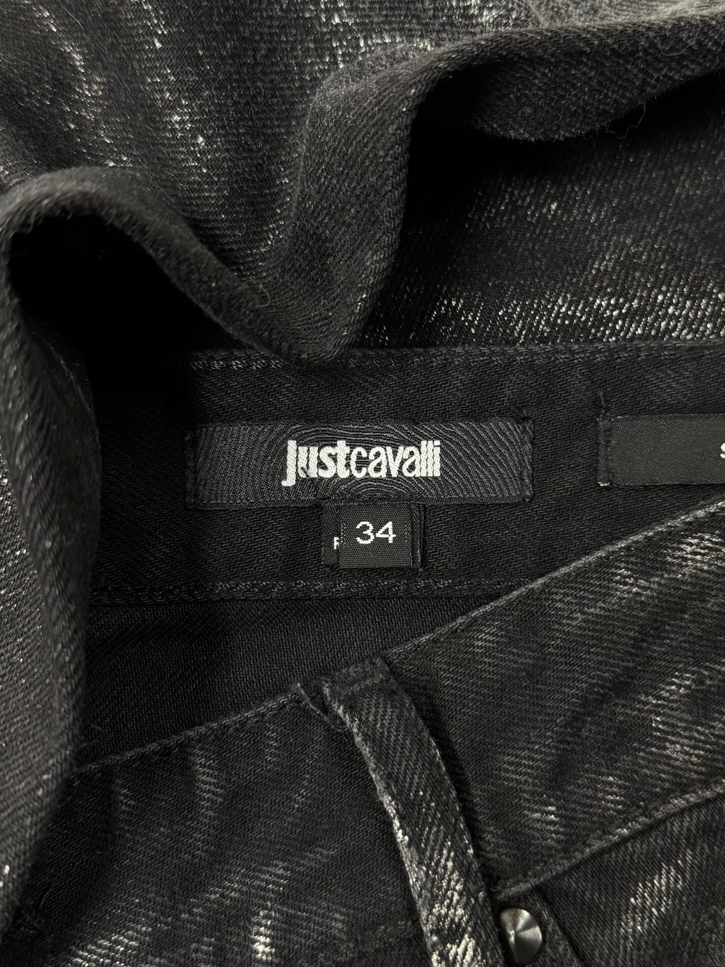 Roberto Cavalli Waxed Black Skinny Jeans