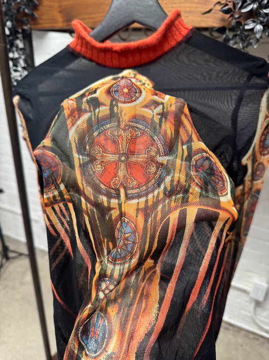 AW1998 Jean Paul Gaultier ‘Gothic’ Mesh/Wool Long Sleeve Top