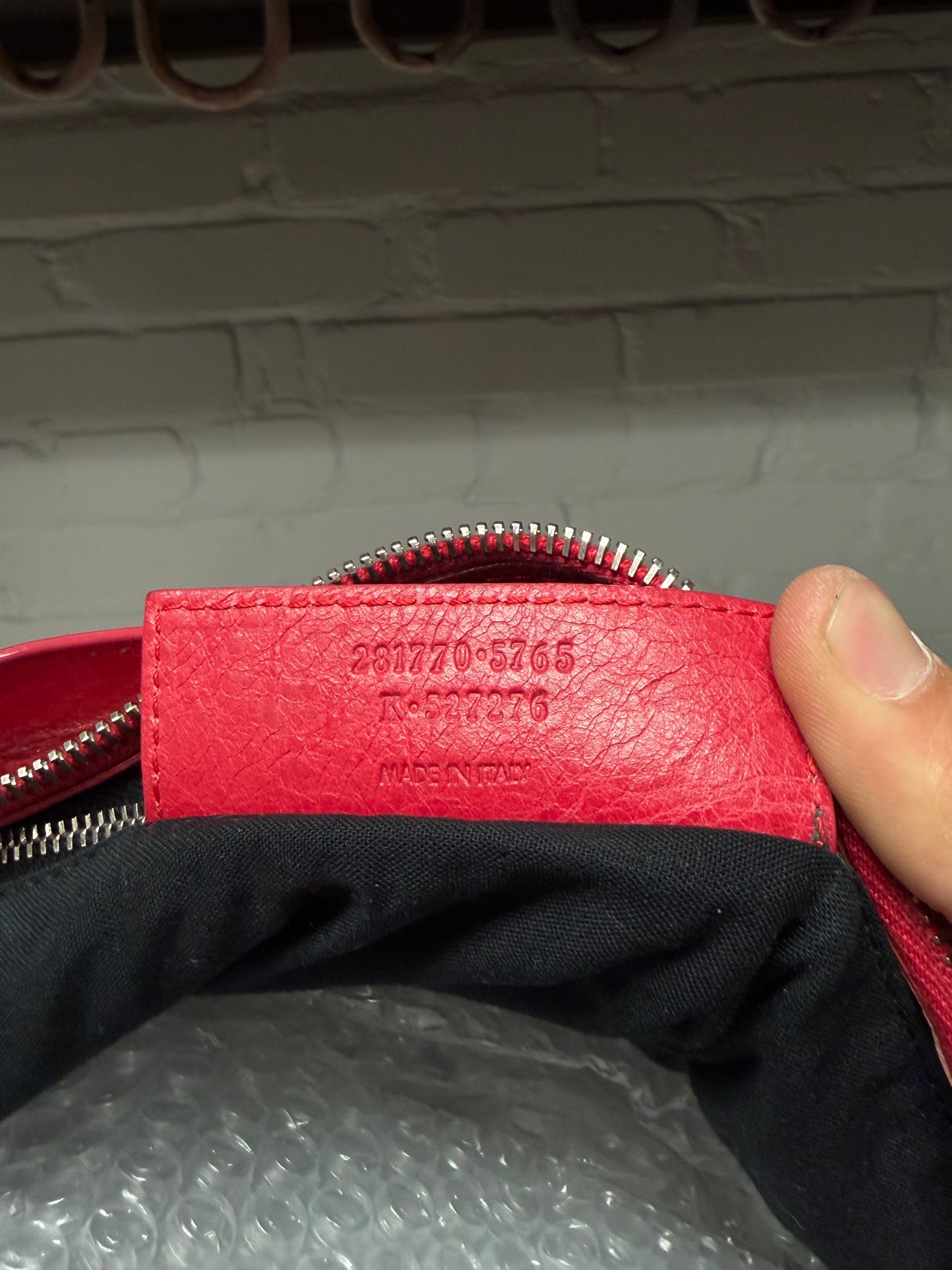 Balenciaga Crimson Red ‘City Bag’ Silver Hardware With Shoulder Strap