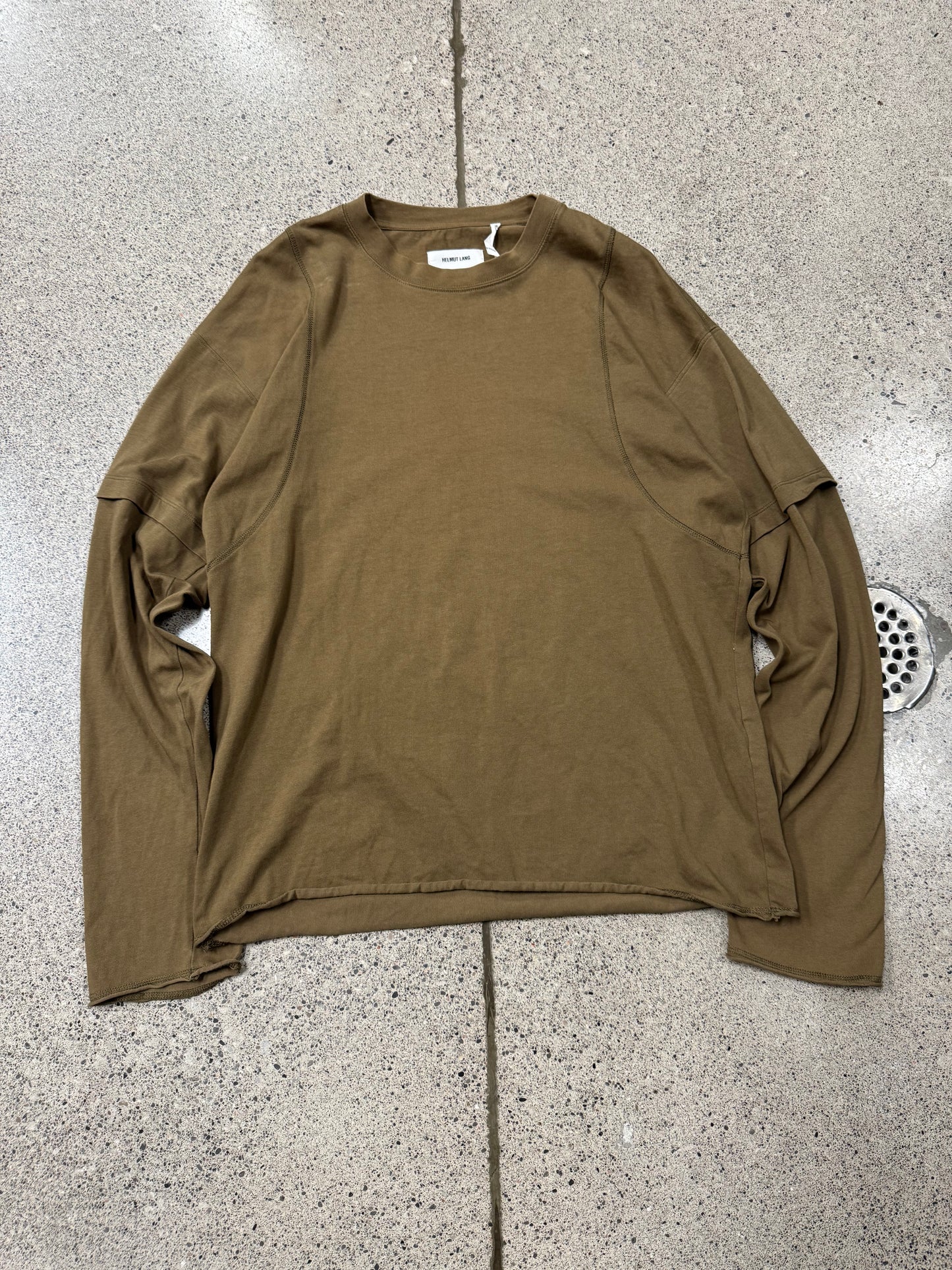 Helmut Lang Double Layered Exposed Stitch Long Sleeve Shirt