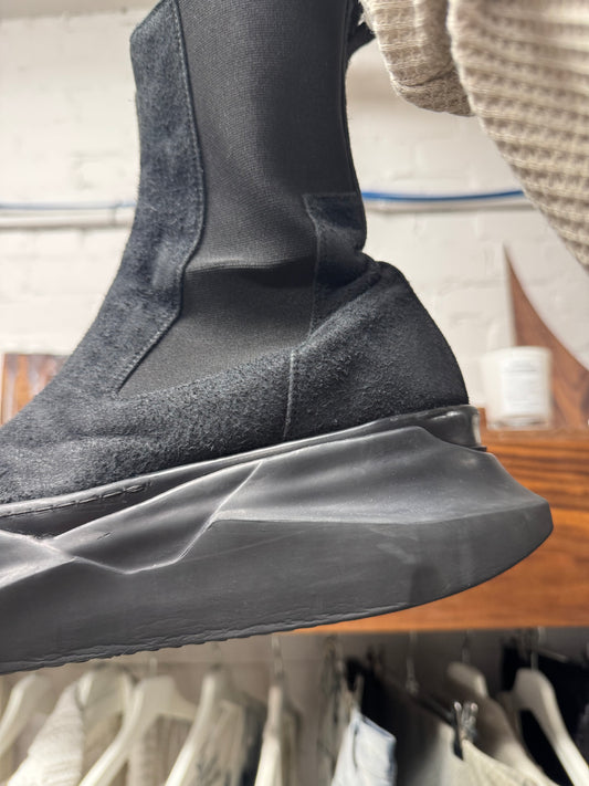 Rick Owens ‘Abstract Sole’ Black Canvas High Cut Boots