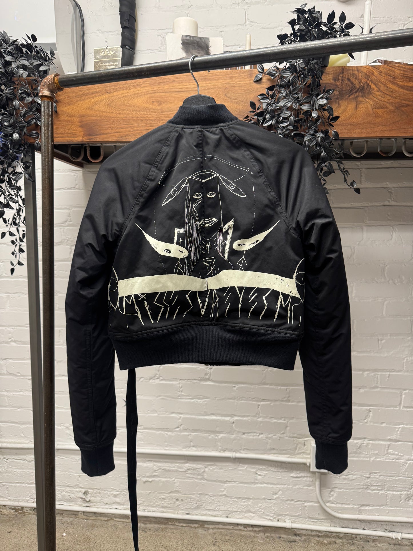 SS2015 Rick Owens ‘Faun’ Cropped Graphic Bomber Jacket